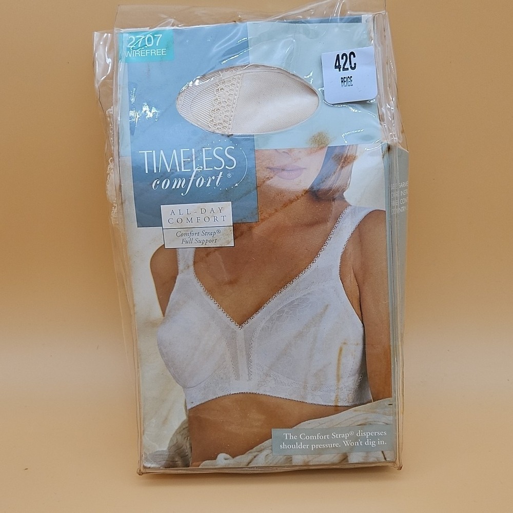 Vintage Sears Timeless Comfort Bra 42C Beige 2707 NOS New‎ Wirefree